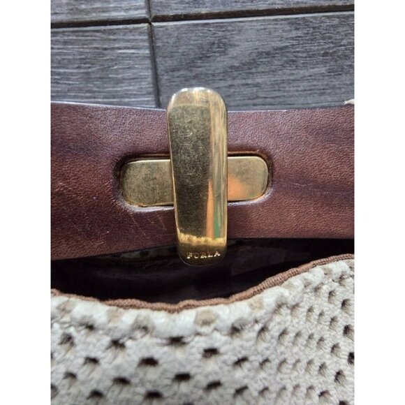 Furla Anemone Perforated Satchel bag beige gold large bag tote B000438 - Picture 6 of 10